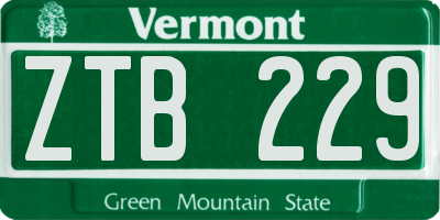 VT license plate ZTB229