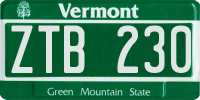 VT license plate ZTB230