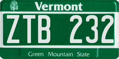 VT license plate ZTB232