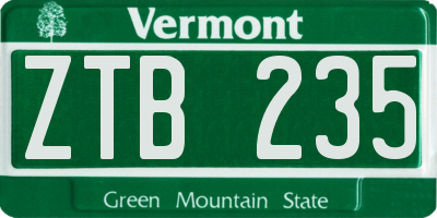 VT license plate ZTB235