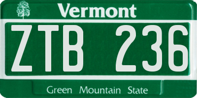 VT license plate ZTB236