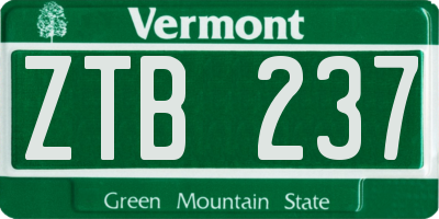 VT license plate ZTB237