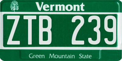 VT license plate ZTB239