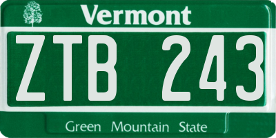 VT license plate ZTB243