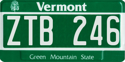VT license plate ZTB246