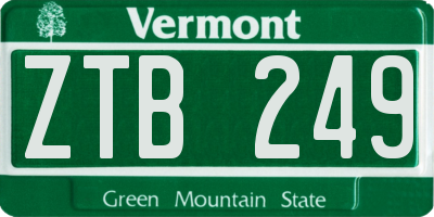 VT license plate ZTB249