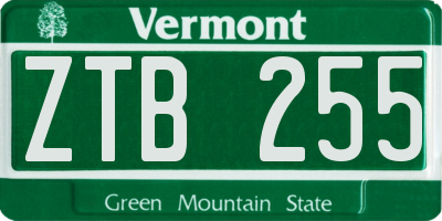 VT license plate ZTB255