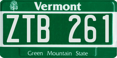 VT license plate ZTB261