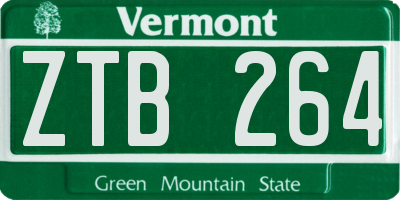 VT license plate ZTB264