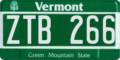 VT license plate ZTB266