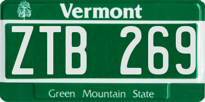 VT license plate ZTB269