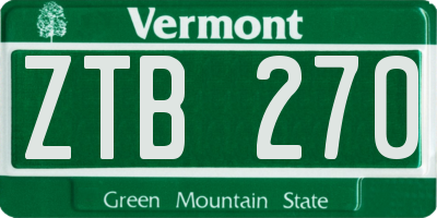VT license plate ZTB270