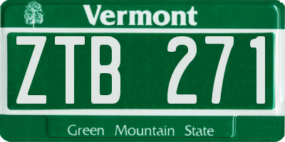 VT license plate ZTB271