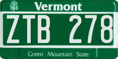 VT license plate ZTB278