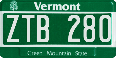 VT license plate ZTB280