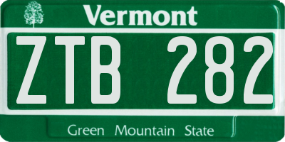 VT license plate ZTB282