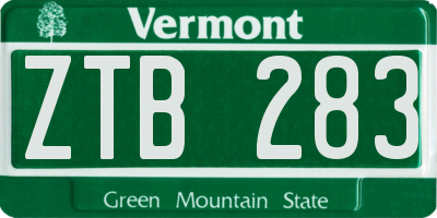 VT license plate ZTB283