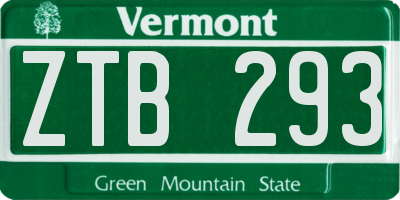 VT license plate ZTB293