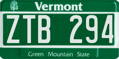 VT license plate ZTB294