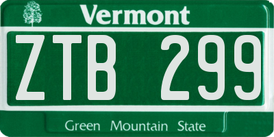 VT license plate ZTB299