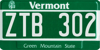 VT license plate ZTB302
