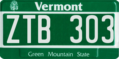VT license plate ZTB303