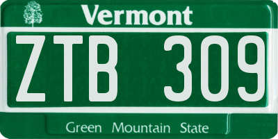 VT license plate ZTB309