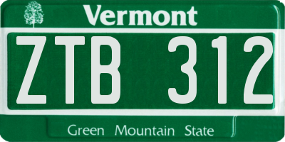 VT license plate ZTB312