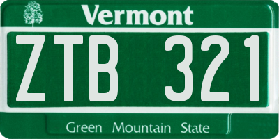 VT license plate ZTB321