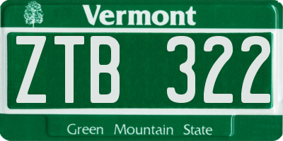 VT license plate ZTB322
