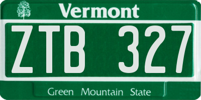VT license plate ZTB327
