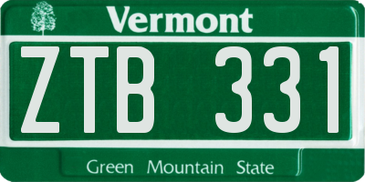 VT license plate ZTB331