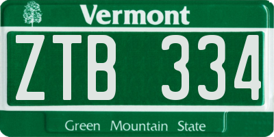 VT license plate ZTB334