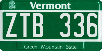 VT license plate ZTB336