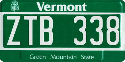 VT license plate ZTB338