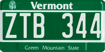 VT license plate ZTB344