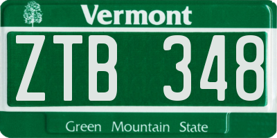 VT license plate ZTB348