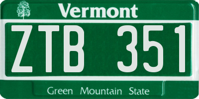 VT license plate ZTB351
