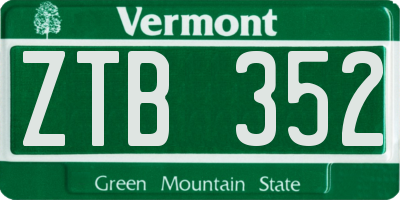 VT license plate ZTB352