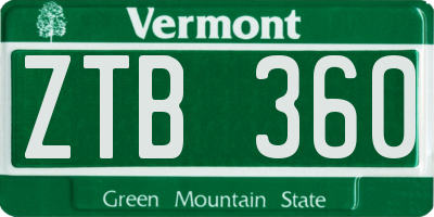 VT license plate ZTB360