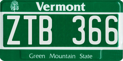 VT license plate ZTB366