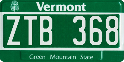 VT license plate ZTB368
