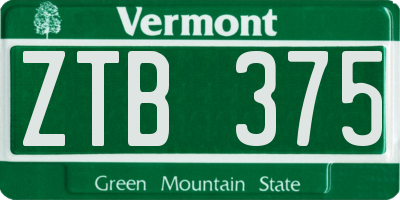VT license plate ZTB375