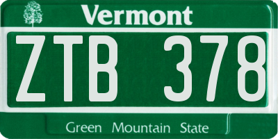 VT license plate ZTB378