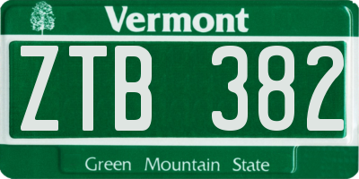 VT license plate ZTB382