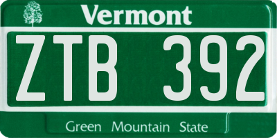 VT license plate ZTB392