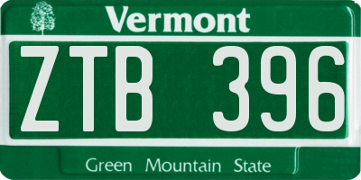 VT license plate ZTB396