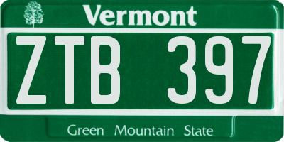 VT license plate ZTB397