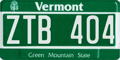 VT license plate ZTB404