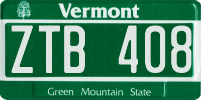 VT license plate ZTB408